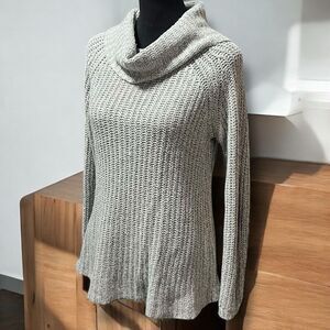 RD Style Sweater Women's‎ Size Small Cowl Neck Cable Knit Pullover Grey